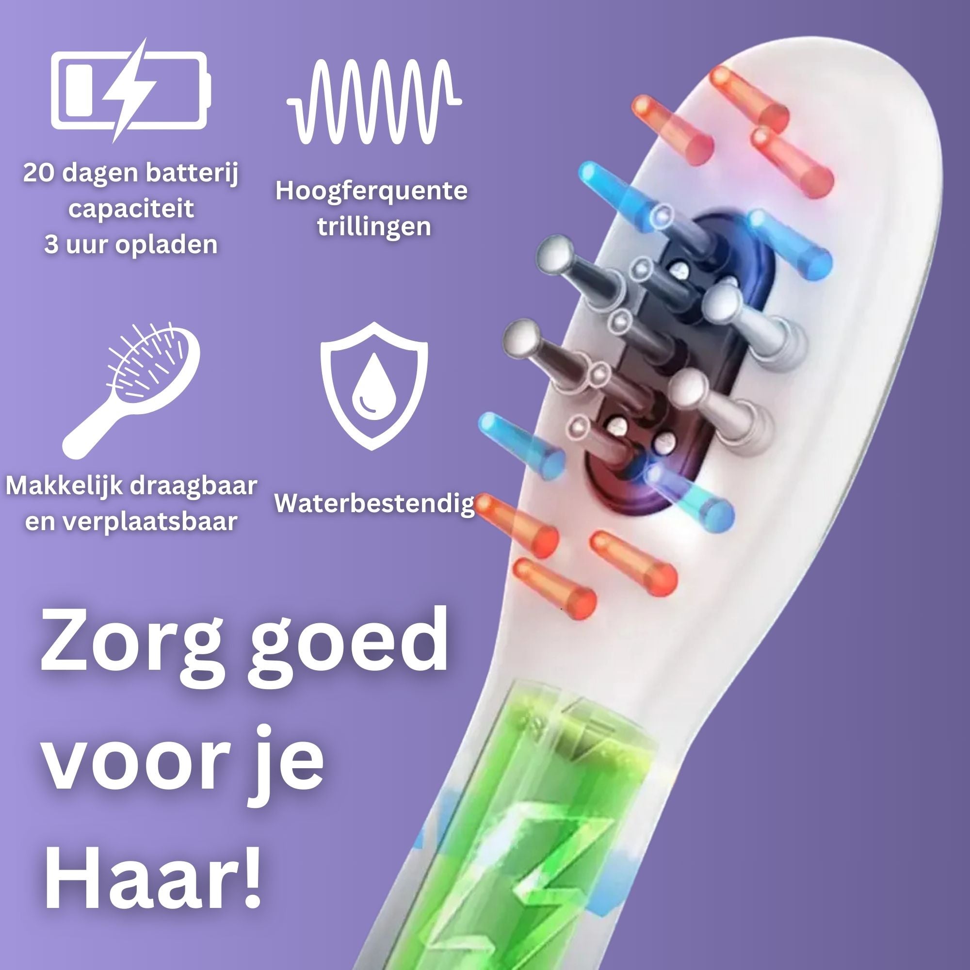 HairGlow 3in1 Haargroei Borstel